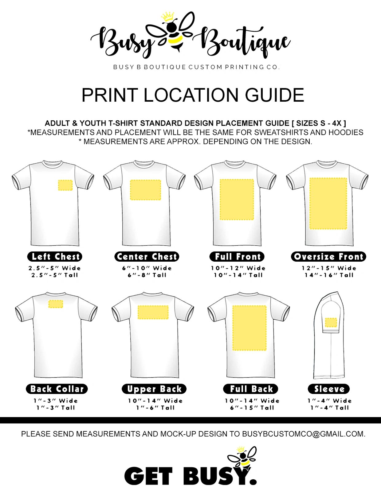 PRINT GUIDE Busy B Boutique Custom Printing Co